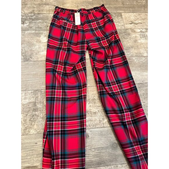 Red Plaid Copper Key Straight-Leg Pants XS Cotton Blend NWT Dress Pant - Picture 11 of 13